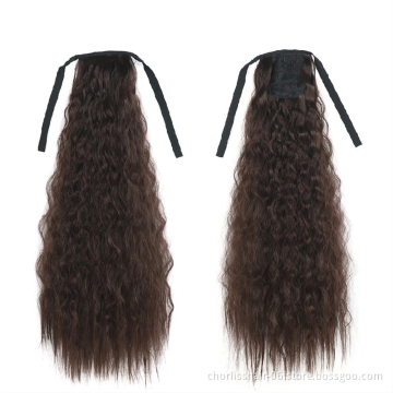 Hot Selling High Quality Long Straight Clip In Hair Tail False Hair Ponytail Hairpiece Wrap Around  Synthetic Hair Extension